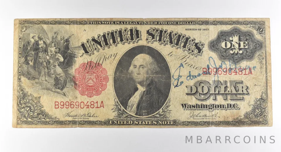 1917 $1 Legal Tender Large Note Red Seal *2898