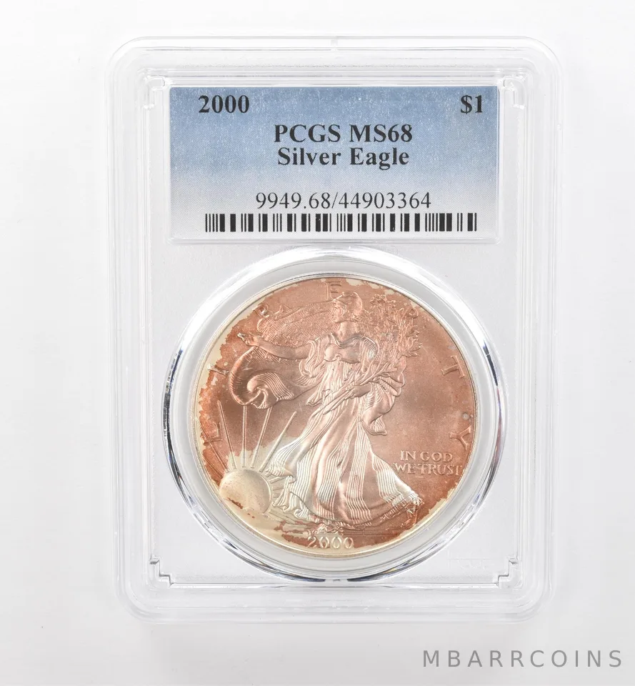 2000 American Silver Eagle MS68 PCGS Beautiful Tone *1973