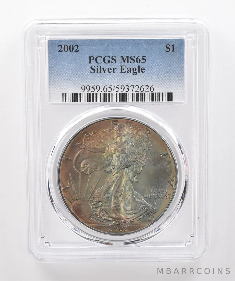 2002 American Silver Eagle MS65 PCGS Beautiful Tone *1984
