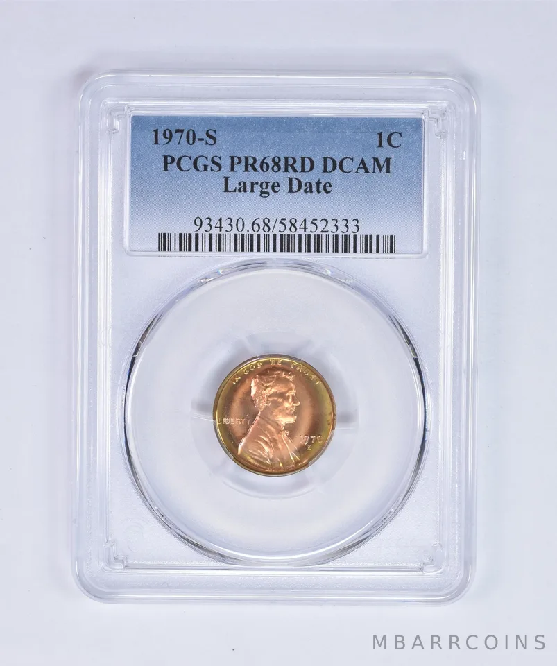 1970-S Lincoln Memorial Cent Large Date PR68 RD DCAM PCGS Beautiful Tone *8066