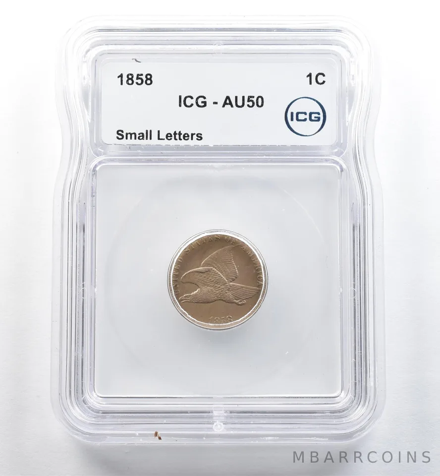 1858 Flying Eagle Cent Small Letters AU50 ICG *3706