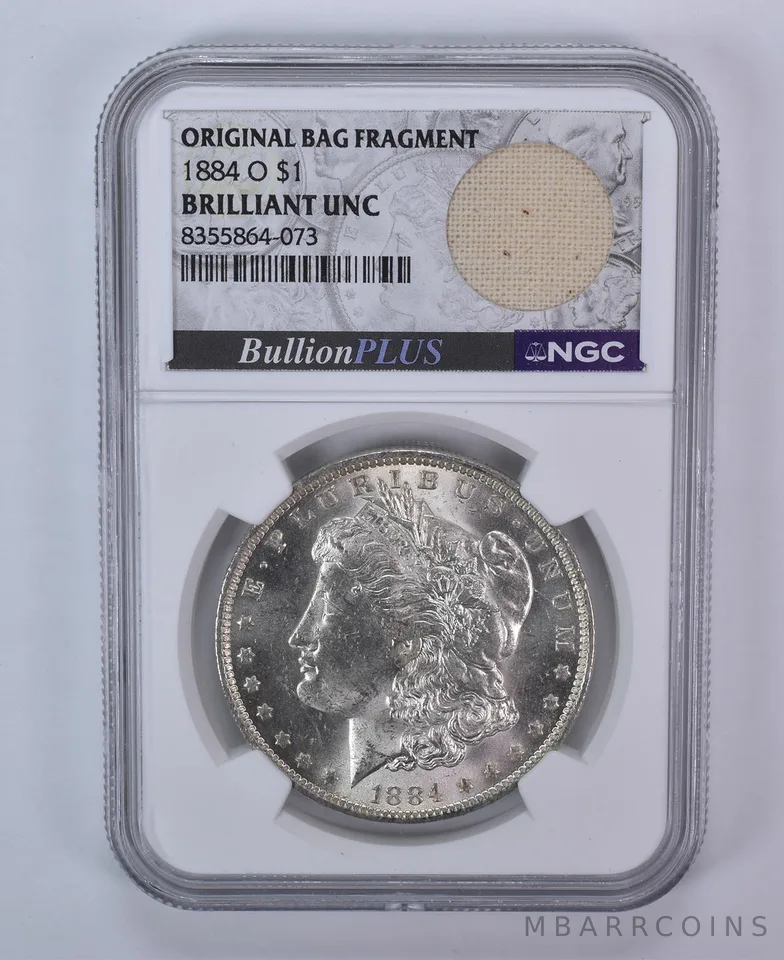1884-O Morgan Silver Dollar Original Bag Fragment BU NGC