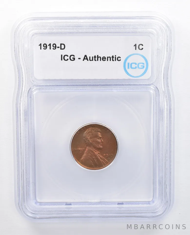 1919-D Lincoln Wheat Cent Authentic ICG Rainbow Tone *7598