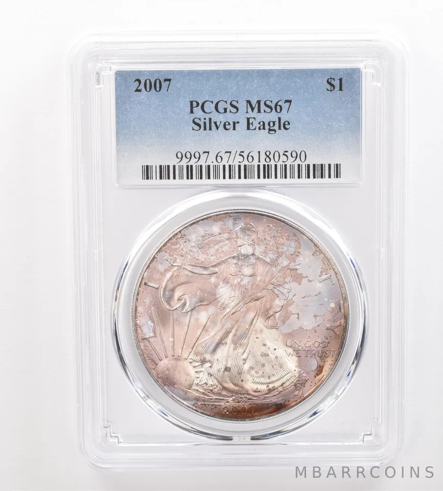 2007 American Silver Eagle MS67 PCGS Beautiful Tone *3240