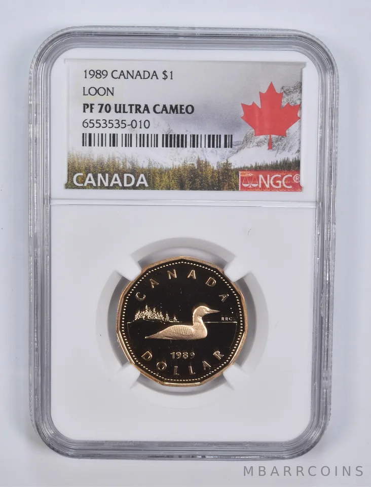 1989 Canada 1 Dollar LOON PF70 UCAM NGC Canada Lbl