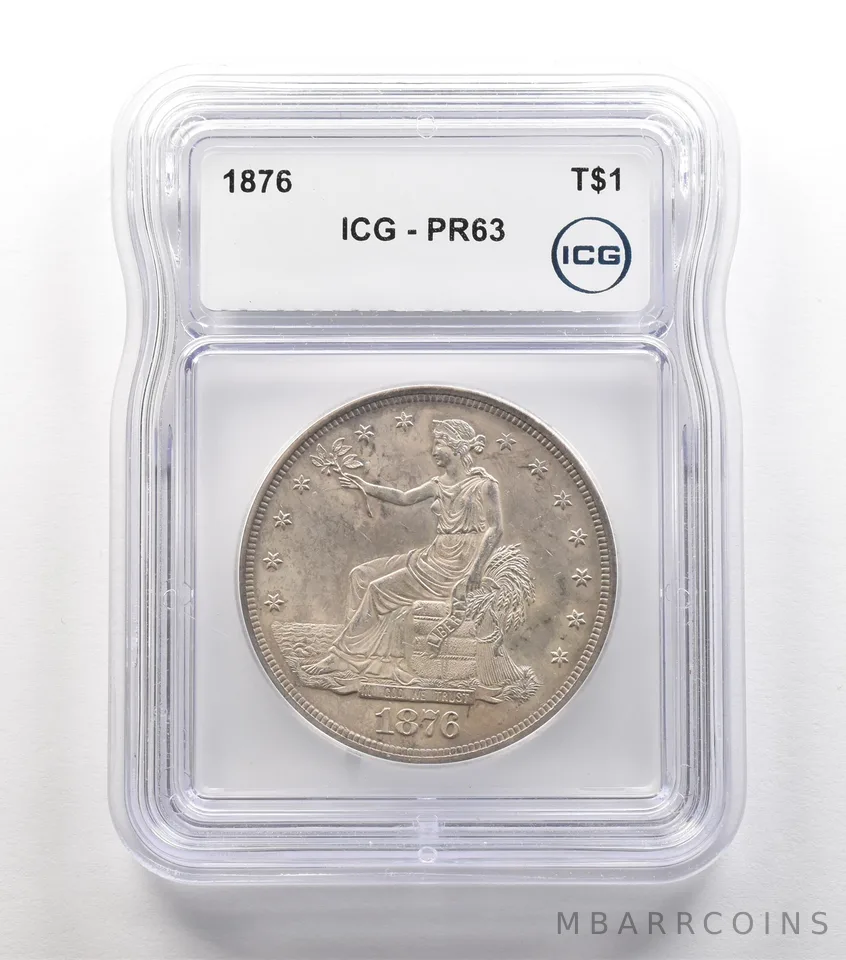 1876 Seated Liberty Trade Dollar PR63 ICG a5591