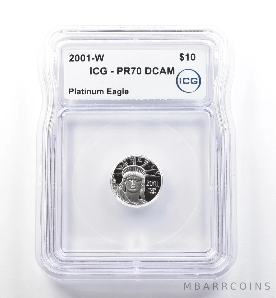 2001-W $10 American Platinum Eagle 1/10 Oz Platinum PR70 DCAM ICG