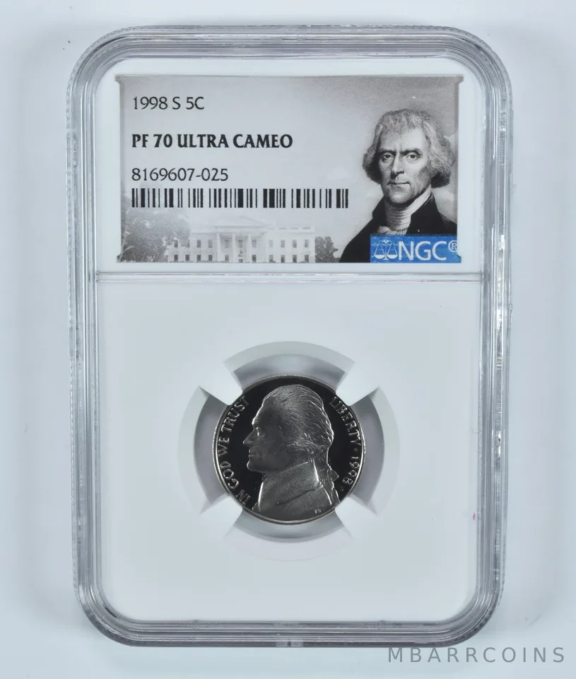 1998-S Jefferson Nickel PF70 UCAM NGC Special Label