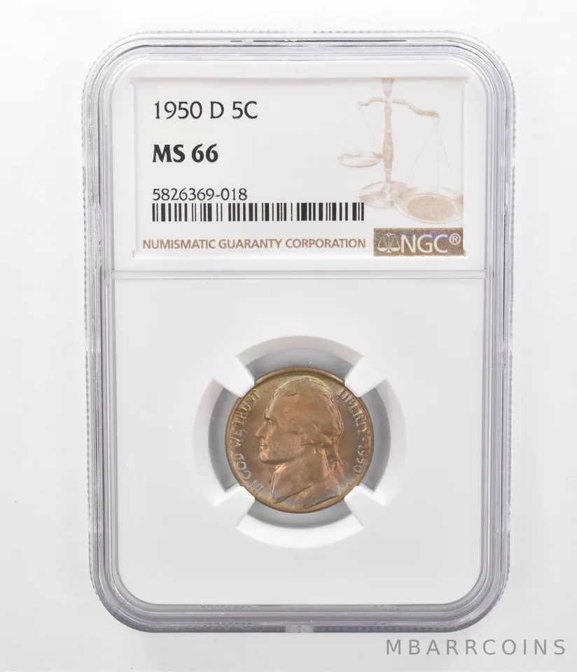 1950-D Jefferson Nickel MS66 NGC Beautiful Tone *2437
