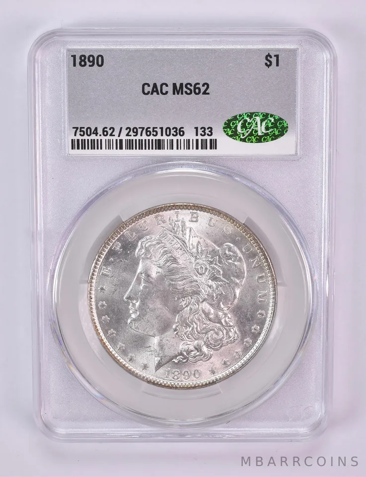 1890 Morgan Silver Dollar MS62 CAC CACg