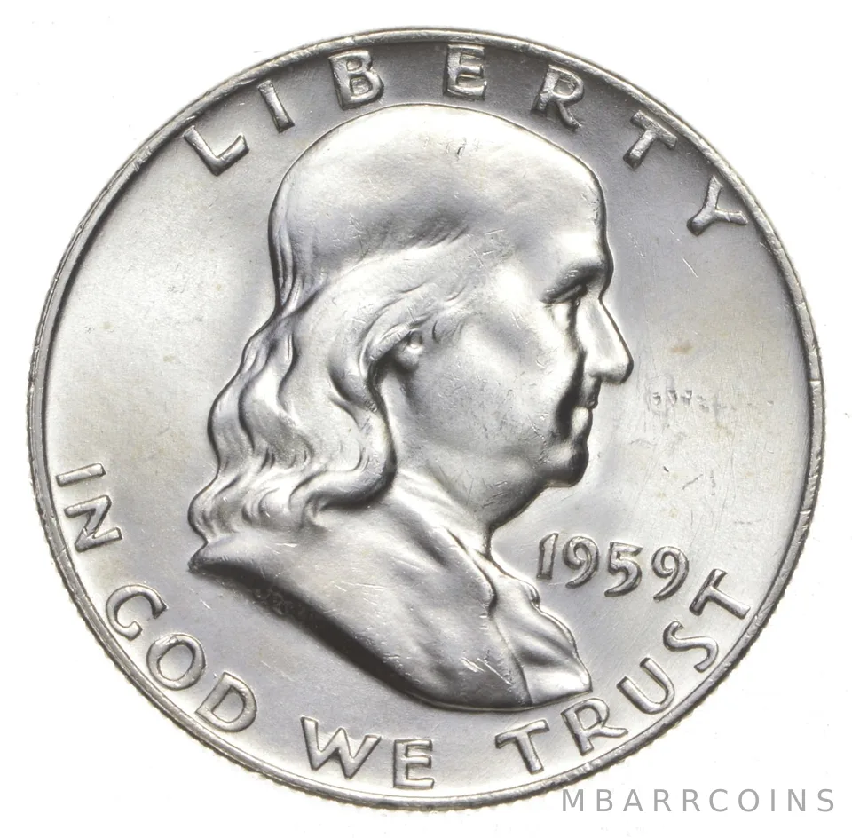 Choice Unc 1959-D Franklin Half Dollar Gem BU From Original Roll
