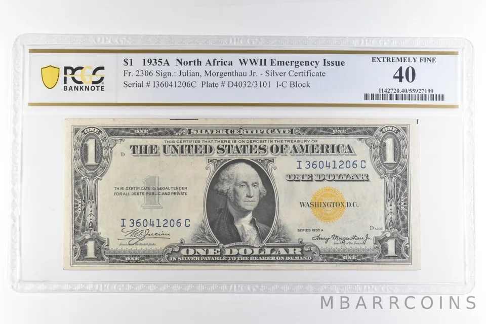 1935 A $1 Silver Certificate North Africa WWII Fr#2306 EF 40 PCGS *6914