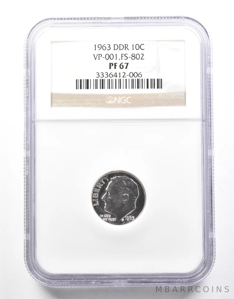 1963 Roosevelt Dime DDR VP-001 FS-802 PF67 NGC *2127