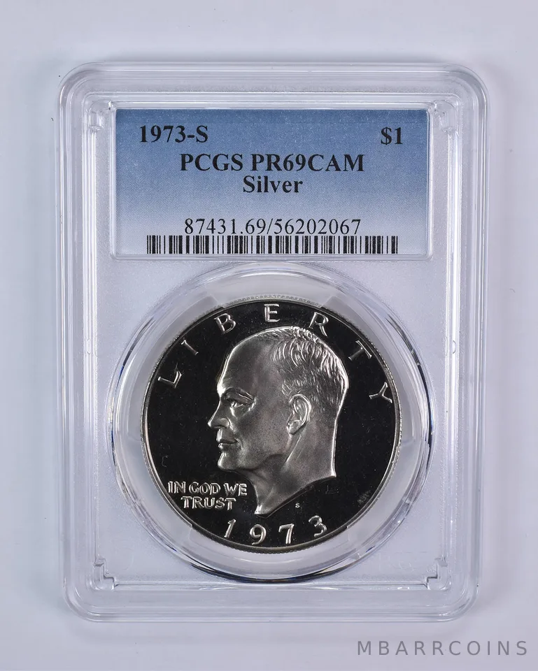 1973-S Eisenhower $1 Silver PR69 CAMEO PCGS Blue Label