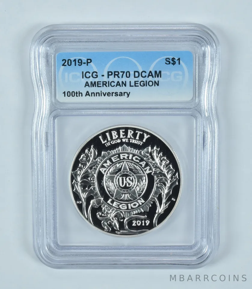 2019-P American Legion Commemorative Silver Dollar PR70 DCAM ICG