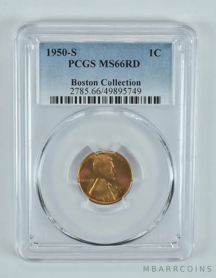 1950-S Lincoln Wheat Cent Boston Collection MS66 RD PCGS