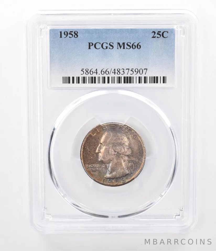 1958 Washington Quarter MS66 PCGS Beautifully Toned *7428