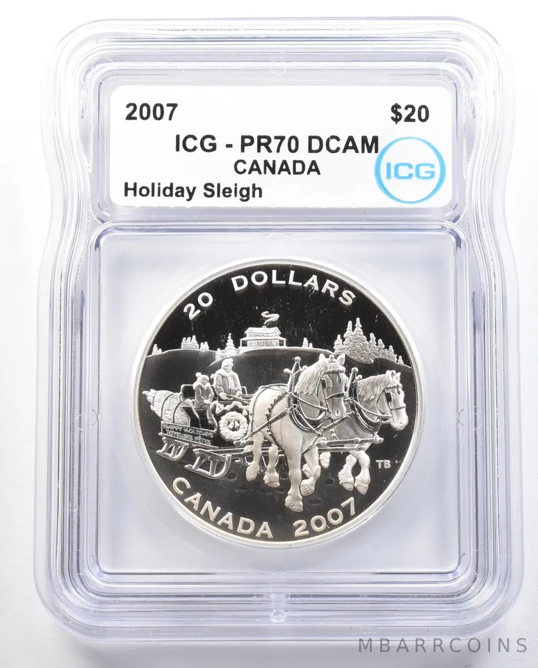 2007 Canada 20 Dollars Silver Holiday Sleigh PR70 DCAM ICG *3064