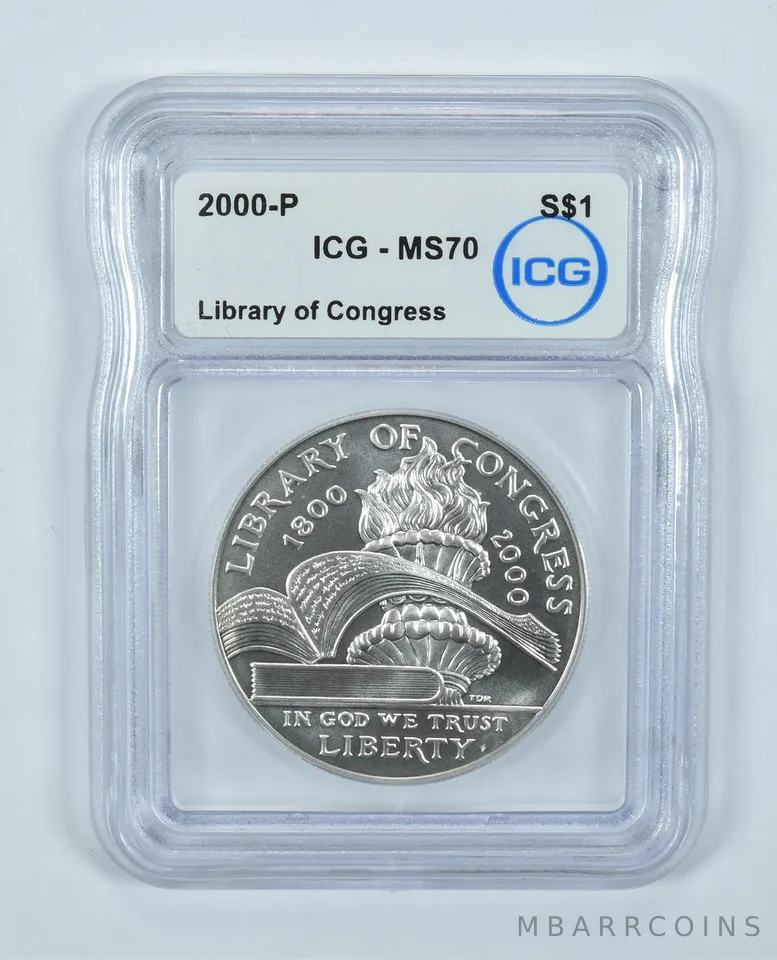 2000-P Library Of Congress Commemorative Silver Dollar MS70 ICG