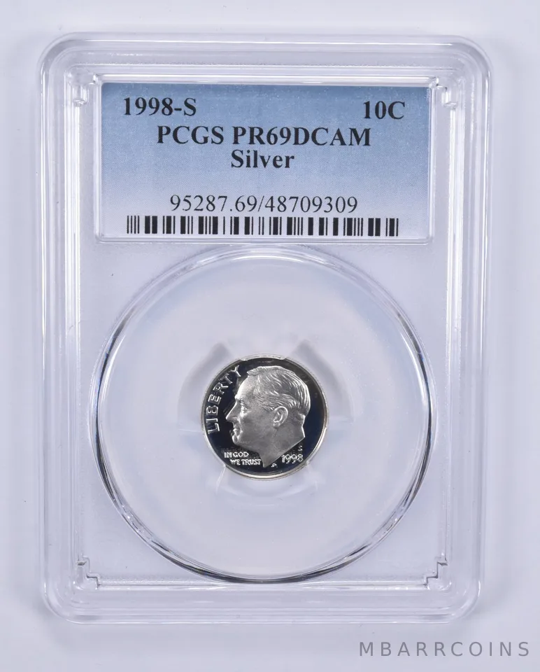 1998-S Roosevelt Dime Silver PR69 DCAM PCGS Blue Label