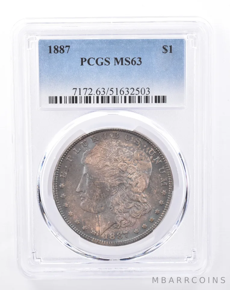 1887 Morgan Silver Dollar MS63 PCGS Beautiful Tone *9441