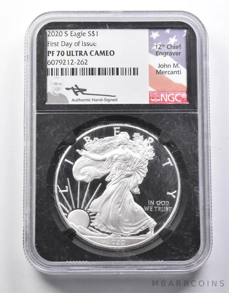 PF70 UCAM 2020-S American Silver Eagle FDOI Mercanti Signed NGC *8684