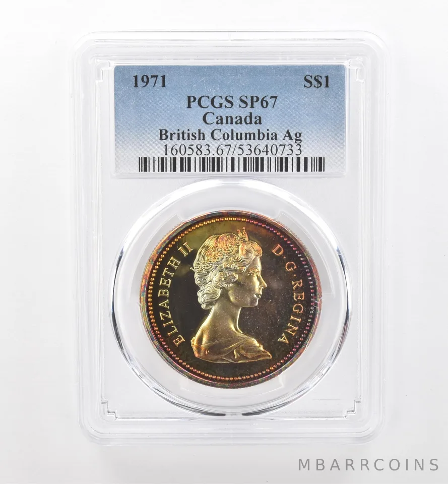 1971 Canada 1 Dollar Silver British Columbia SP67 PCGS Beautiful Tone *1909