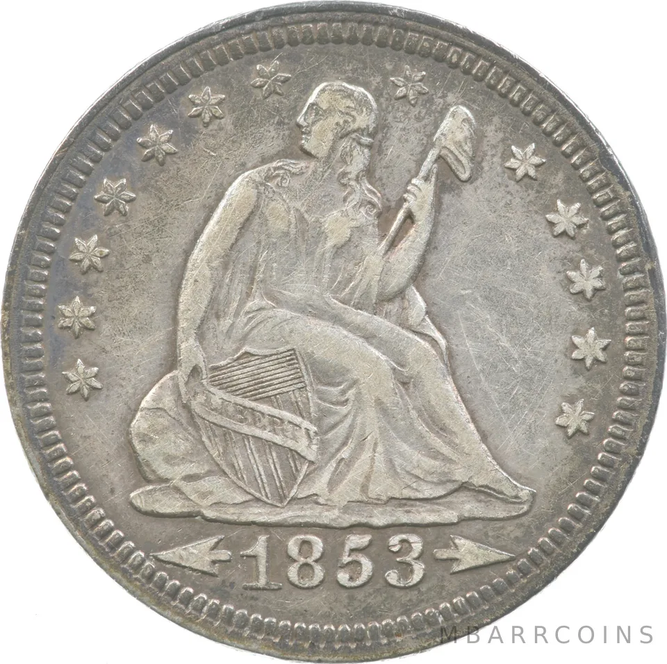 1853 Seated Liberty Quarter Arrows *8316
