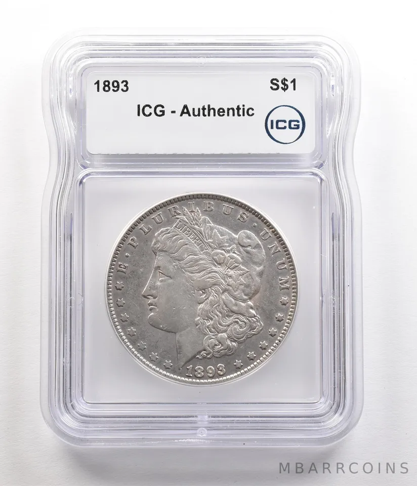 1893 Morgan Silver Dollar Authentic ICG *5517