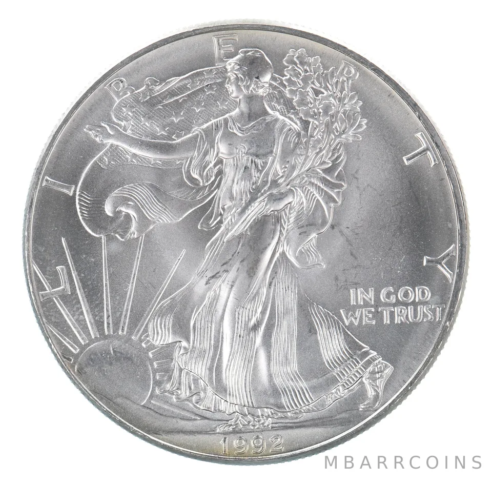 Beautiful Toned - 1992 American Silver Eagle 1 Troy Oz .999 Fine Silver *081