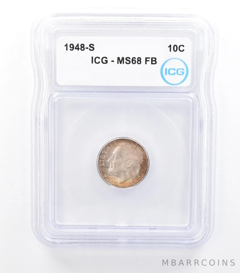 1948-S Roosevelt Dime MS68 FB ICG Beautiful Tone a0978