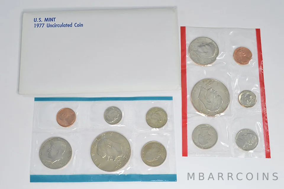1977 Mint Set with Original Envelope & Flatpacks (12 coins)