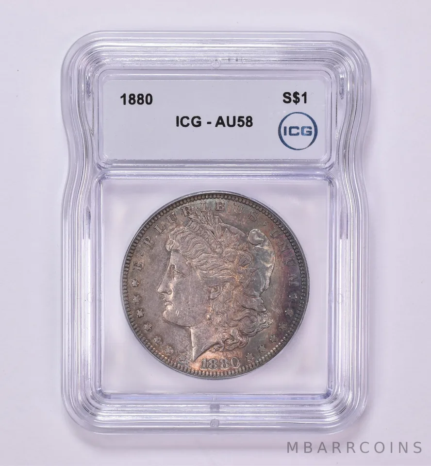 1880 Morgan Silver Dollar AU58 ICG Beautiful Tone *0445