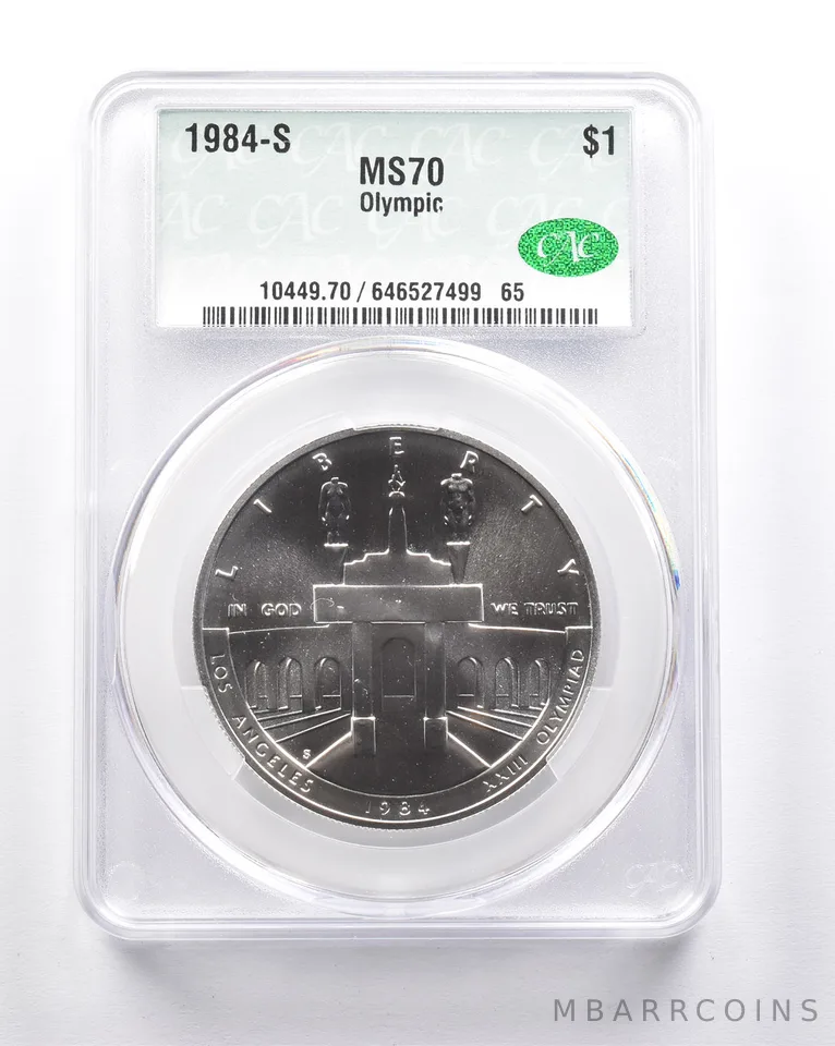 MS70 1984-S Olympic Coliseum Commemorative Dollar CAC CACG *6279