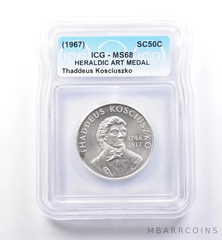 (1967) So Called Half Dollar Thaddeus Kosciuszko MS68 ICG *8495