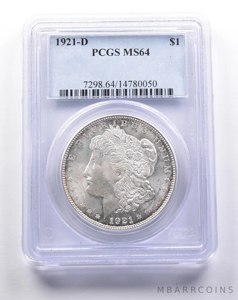 MS64 1921-D Morgan Silver Dollar PCGS a3279