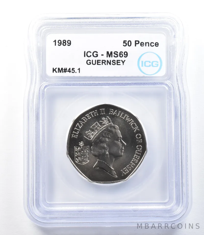 1989 Guernsey 50 Pence KM#45.1 MS69 ICG *8925
