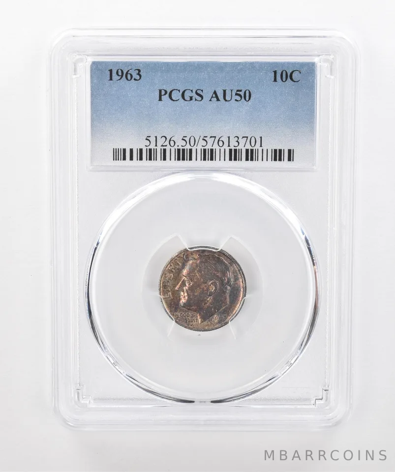 1963 Roosevelt Dime AU50 PCGS Beautiful Tone *1571