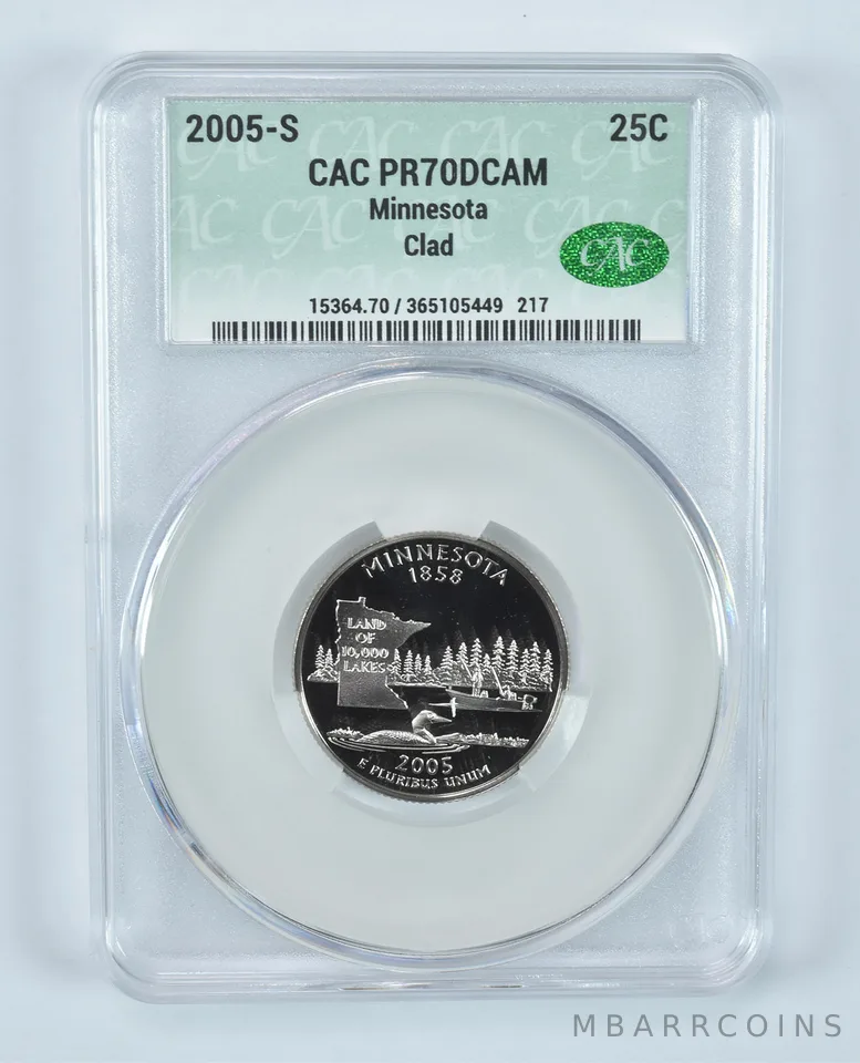 2005-S Washington State Quarter Minnesota CLAD PR70 DCAM CAC CACg