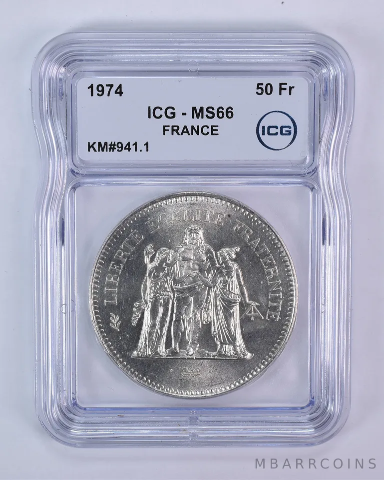 1974 France 50 Francs KM#941.1 MS66 ICG