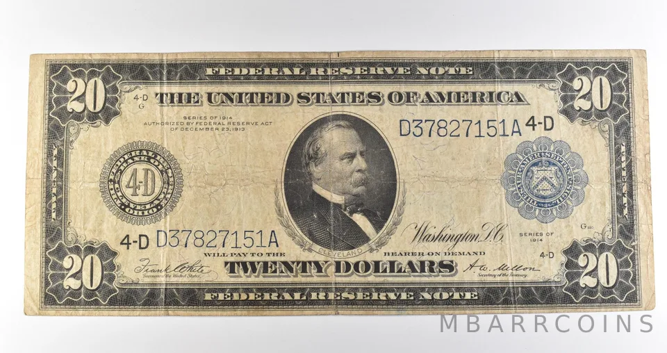 1914 $20 Cleveland OH FRN Large Note Blue Seal *3657