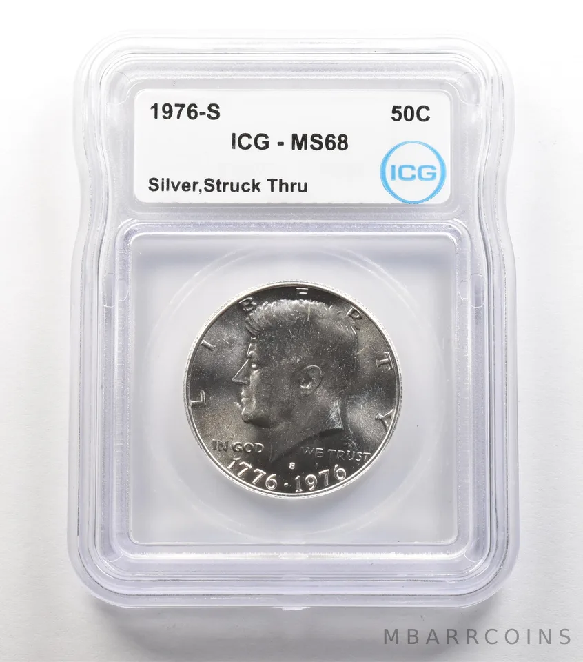 ERROR 1976-S Kennedy Half Dollar Silver Struck Thru MS68 ICG *6717