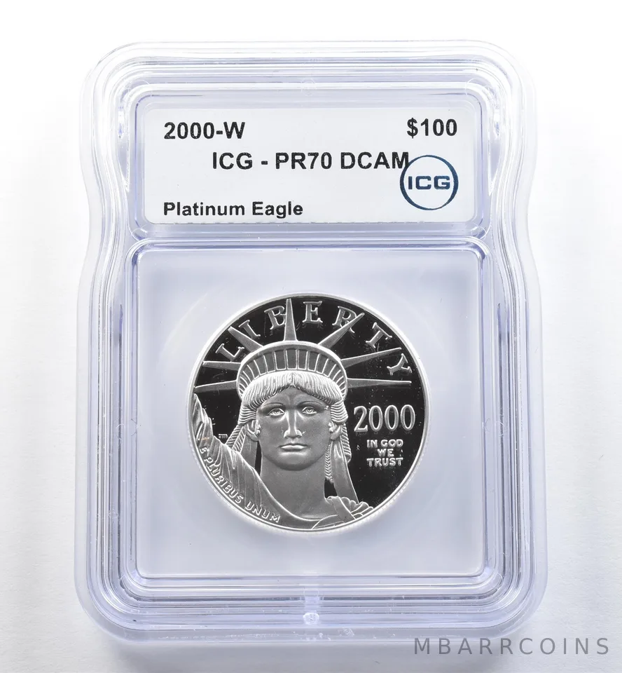 2000-W $100 American Platinum Eagle 1 Oz Platinum PR70 DCAM ICG