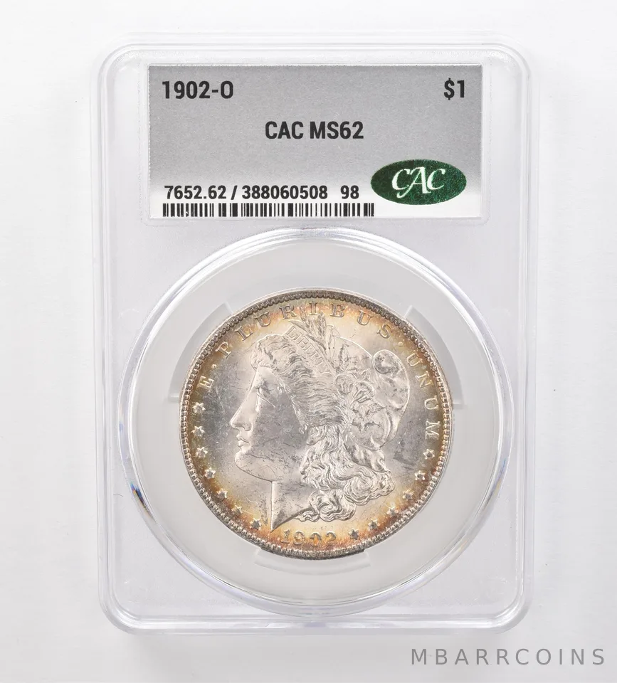 1902-O Morgan Silver Dollar MS62 CAC CACg Beautiful Tone *2523