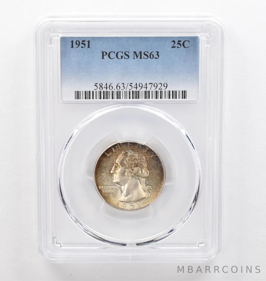 1951 Washington Quarter MS63 PCGS Beautiful Tone *0310