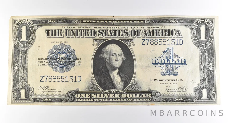 1923 $1 Silver Certificate Large Note Blue Seal *3689