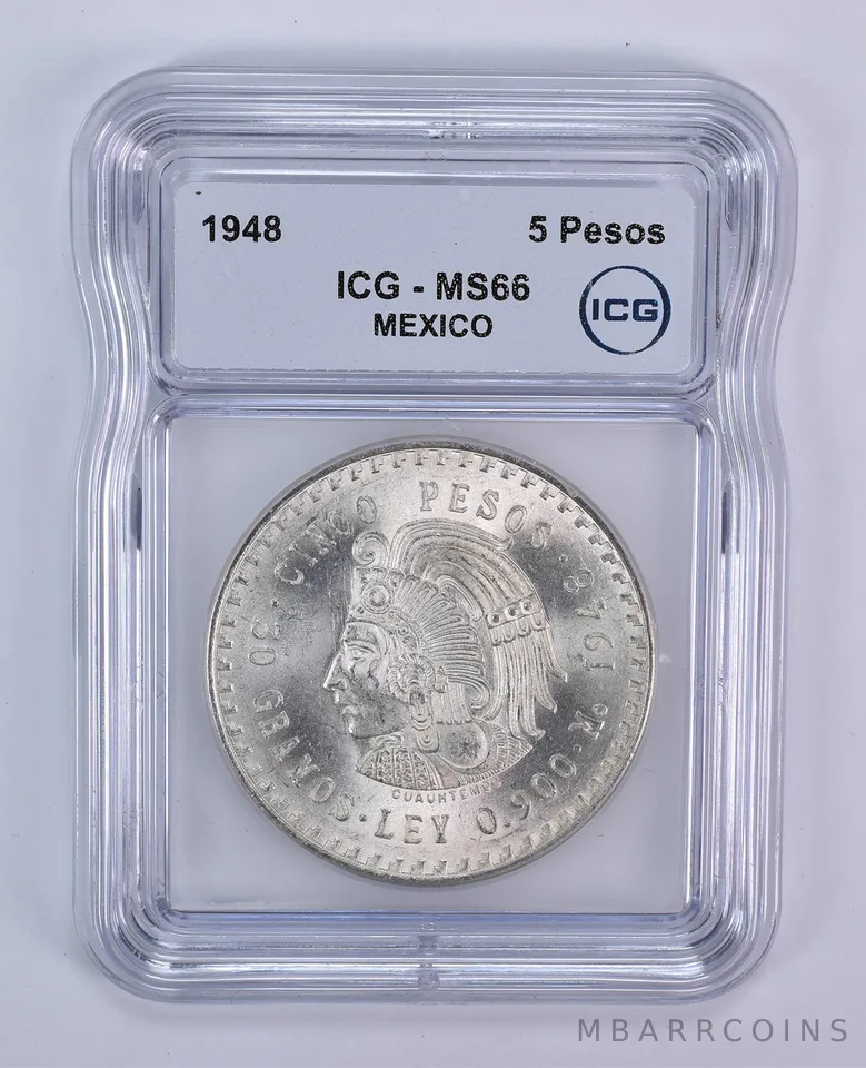 1948 Mo Mexico 5 Pesos MS66 ICG
