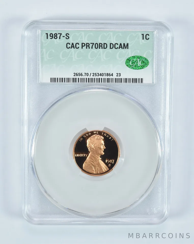 1987-S Lincoln Memorial Cent PR70 RD DCAM CAC CACg