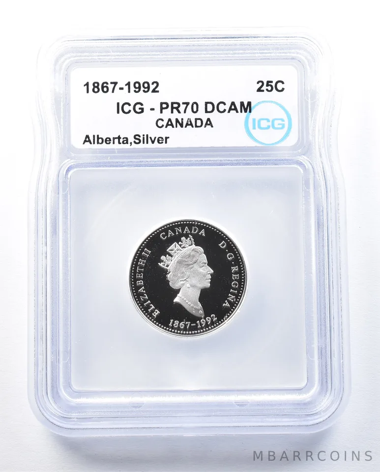1867-1992 Canada 25 Cents Silver Alberta PR70 DCAM ICG a8936