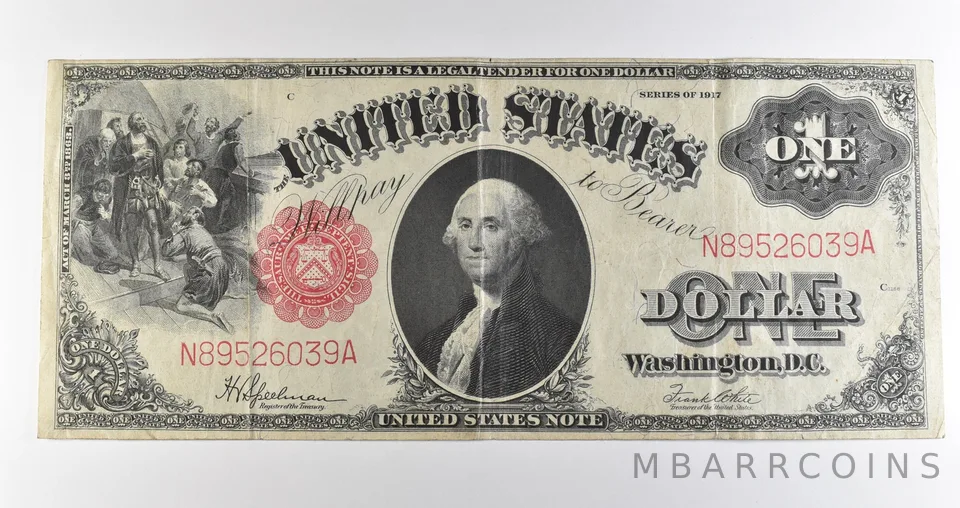1917 $1 Legal Tender Large Note Red Seal *3545